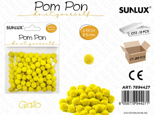 Pom Pon Giallo D.10MM 100PCS