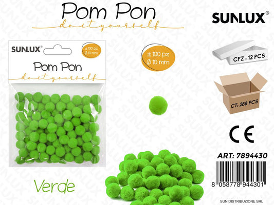 Pom Pon Verde D.10MM 100PCS