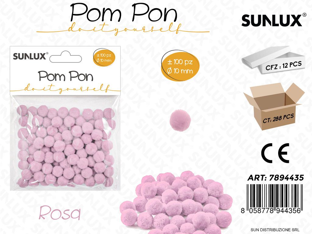 Pom Pon Rosa D.10MM 100PCS