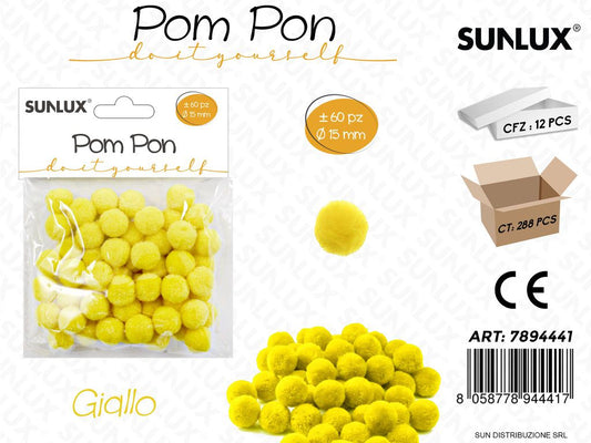 Pom Pon Giallo D.15MM 60PCS