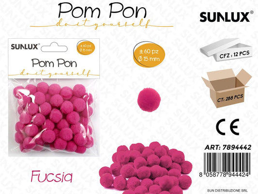 Pom Pon Fucsia D.15MM 60PCS