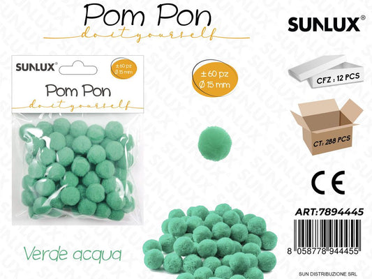 Pom Pon Verde Acqua D.15MM 60PCS