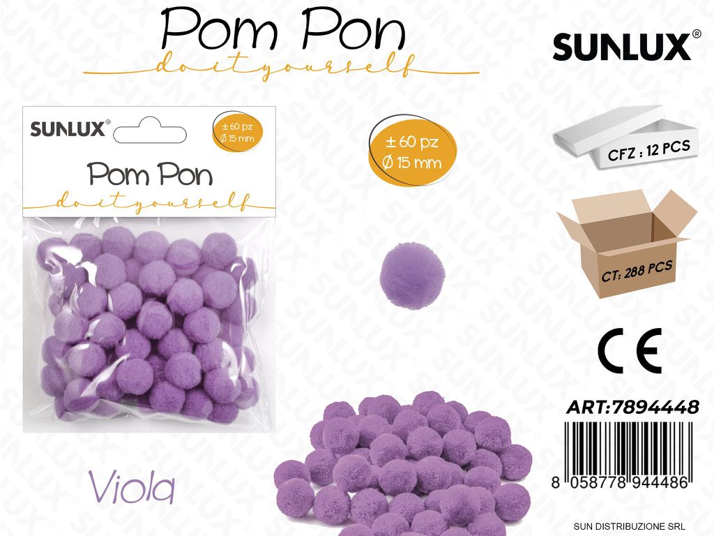 Pom Pon Viola D.15MM 60PCS