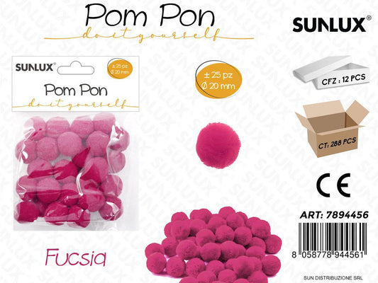 Pom Pon Fucsia D.20MM 25PCS