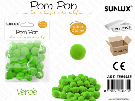 Pom Pon Verde D.20MM 25PCS