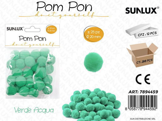 Pom Pon Verde Acqua D.20MM 25PCS