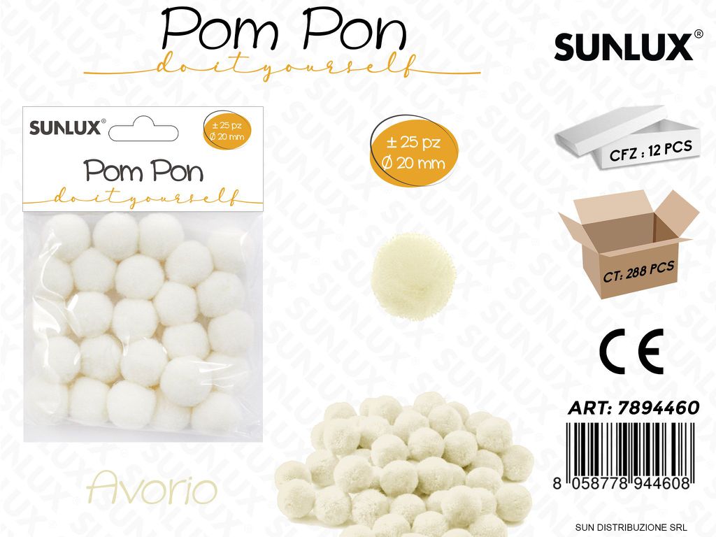 Pom Pon Avorio D.20MM 25PCS