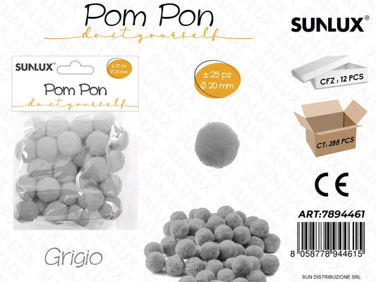 Pom Pon Grigio D.20MM 25PCS