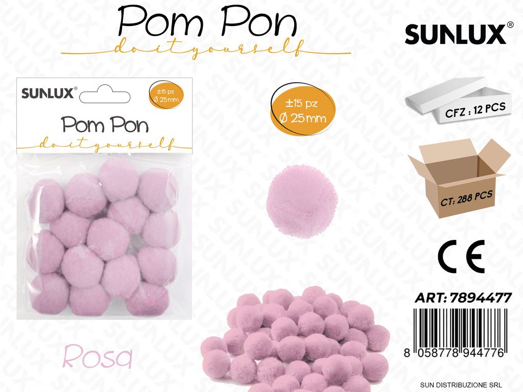 Pom Pon Rosa D.25MM 15PCS