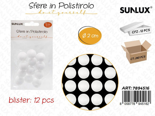 Sfere in Polistirolo 12PCS D.2CM