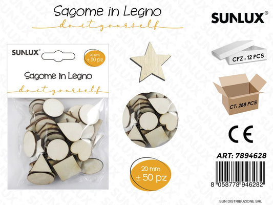 Sagome in Legno 20*20MM 50 Pcs