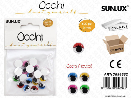 Occhi Decorativi Colorati 20PC D.10MM