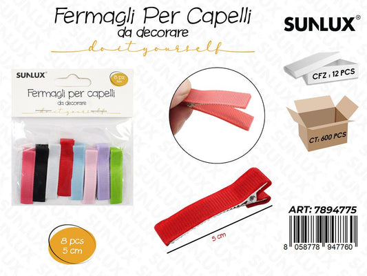 Sunlux Fermagli Capelli da Dec. 8PCS 5CM