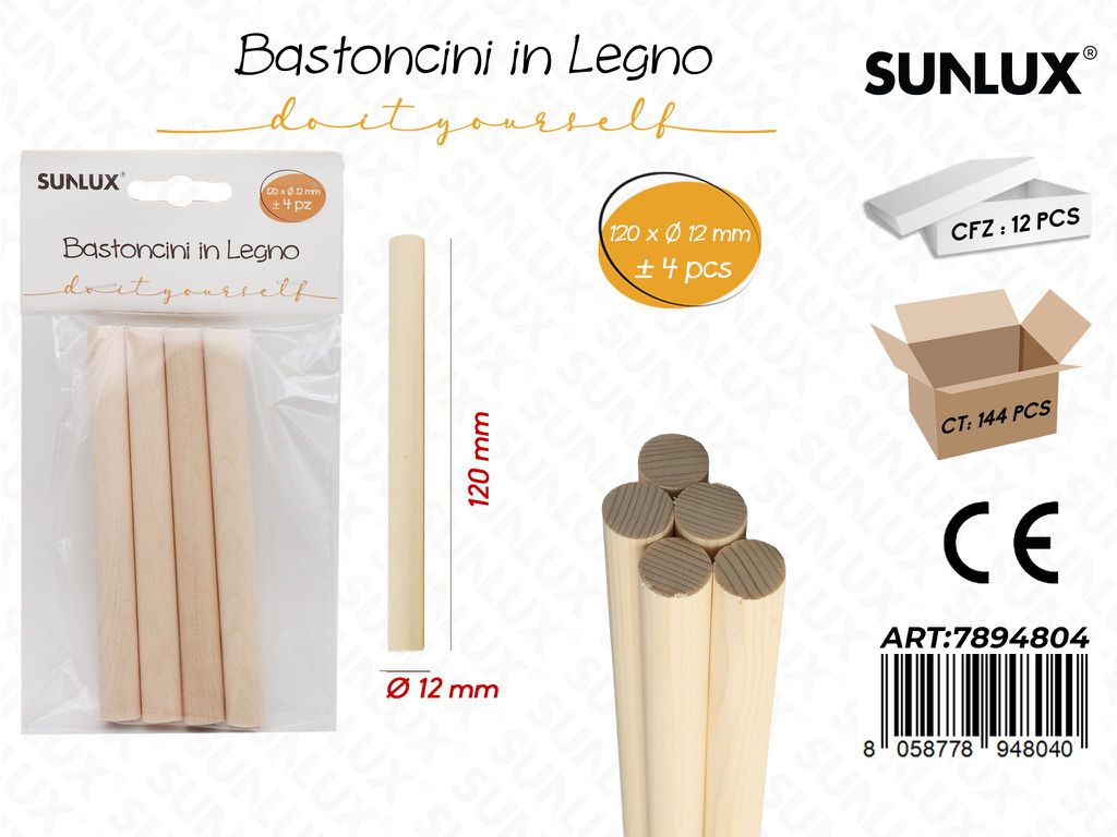 Bastoncini in Legno 4PCS D.12*120MM