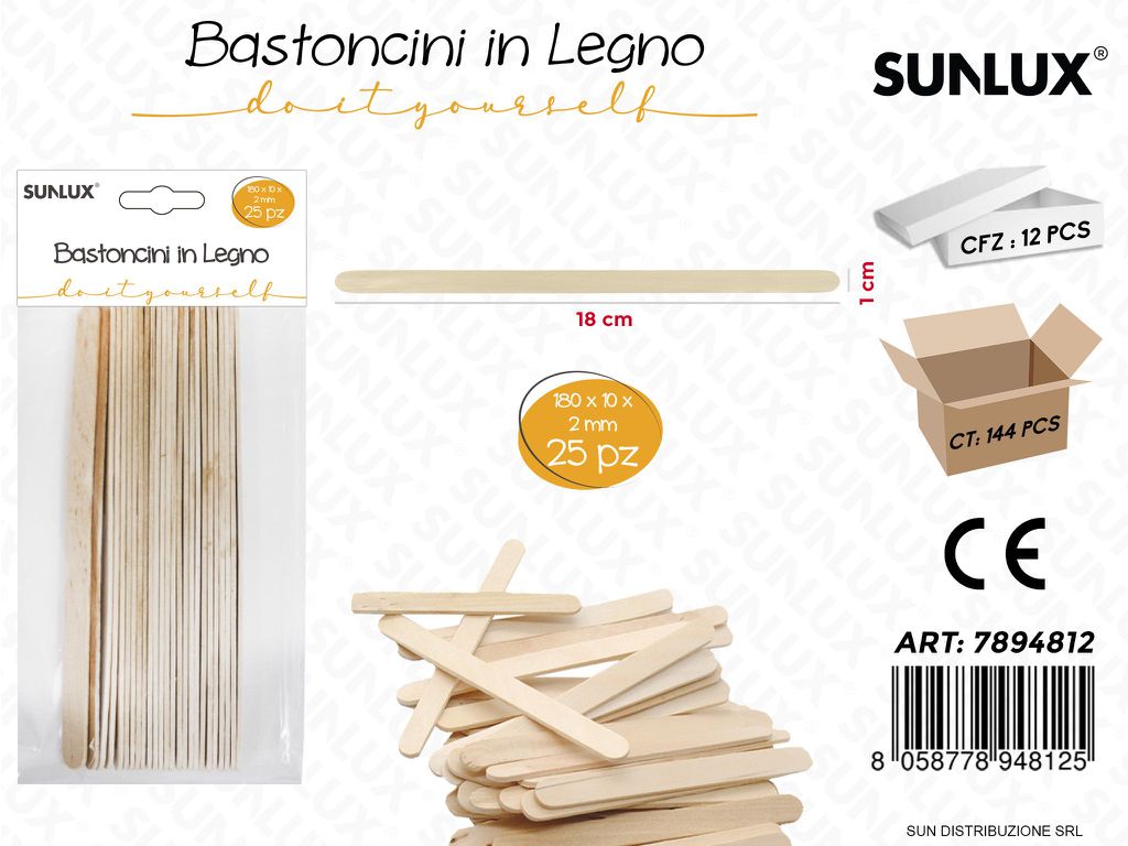 Bastoncini in Legno 25PCS 10*180*2MM