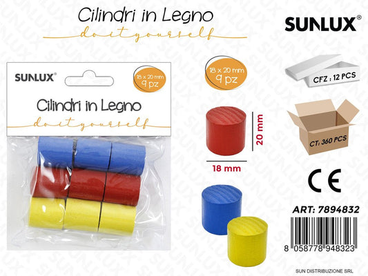 Cilindri in Legno Colorati 18*20MM 9PCS