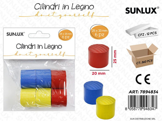 Cilindri in Legno Colorati 25*20MM 6PCS