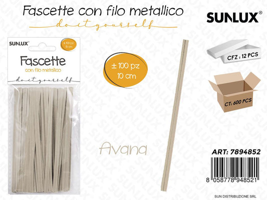 Fascette c/ Filo Metallico Avana 100PCS 10CM