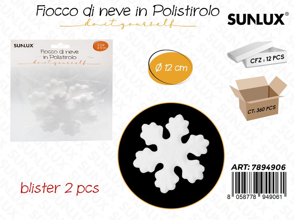 Fiocco di Neve in Polistirolo 2PCS 12CM