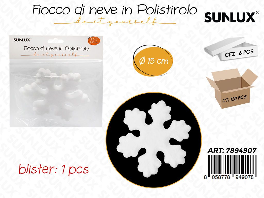 Fiocco di Neve in Polistirolo 15CM