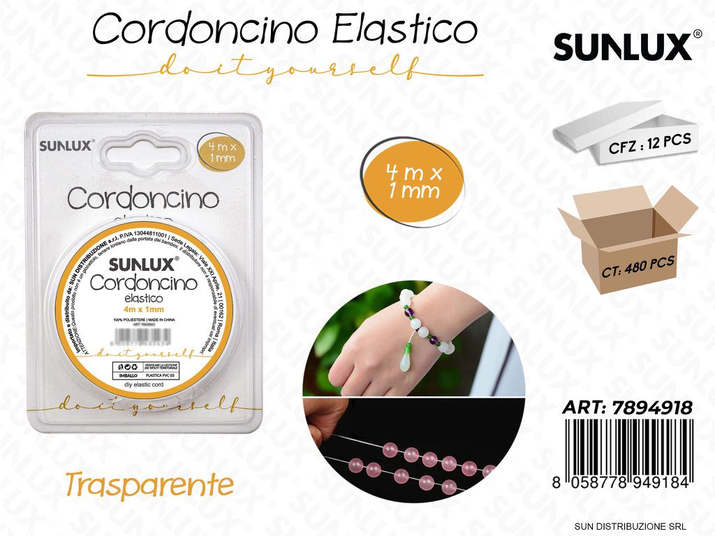 Cordoncino Elastico Trasp. 4MT*1MM