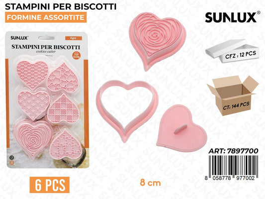 Sunlux Stampini per Biscotti Love 6PCS 8CM