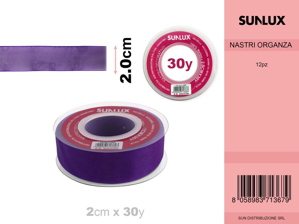 Nastro Organza Viola 2CM X30Y