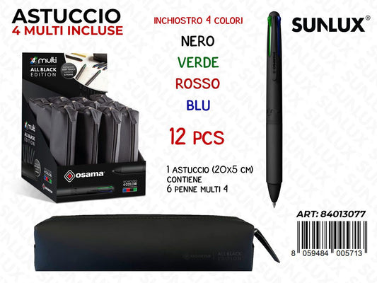 Esp. Astuccio 6PENNE Multi Col. Total Black