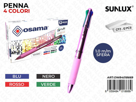 Penna Sfera 4MULTI Color Rose Pink Chrome