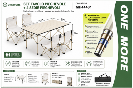 TAVOLO PIEGHEVOLE CON 4 SEDIE