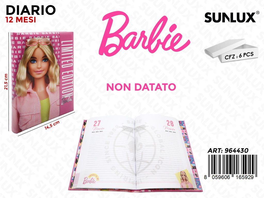 DIARIO 12MESI ND BARBIE 14.5*21.5CM /PZ DA 6**