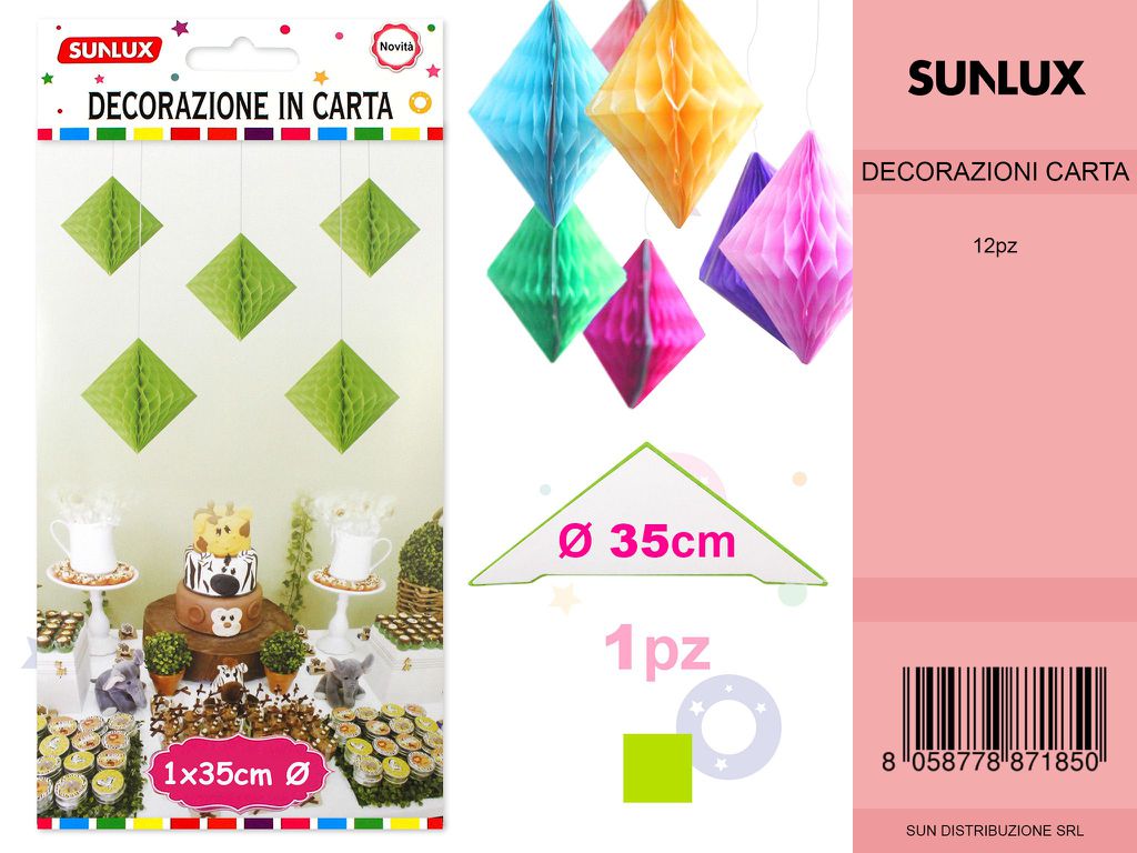 FESTONI DI CARTA ROMBO VERDE 35CM DA 12