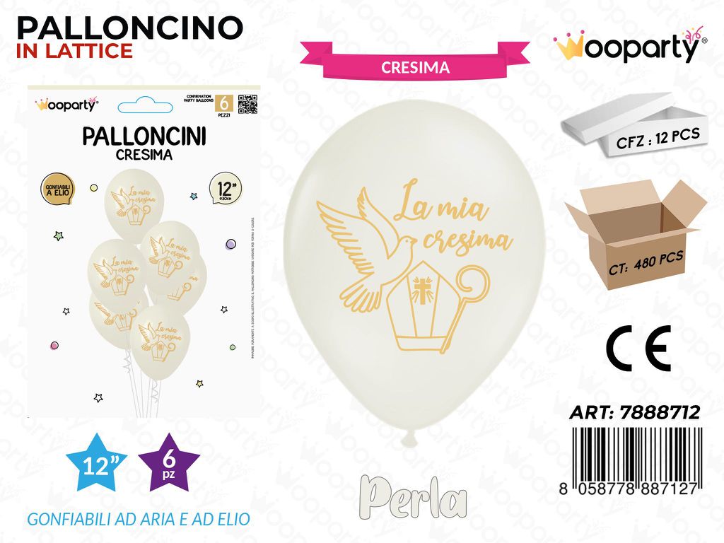 Palloncini Cresima Bianco Perla 12 6PCS