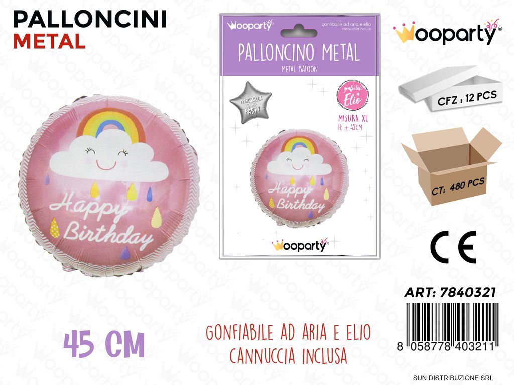 Palloncini Metal Happy Birt. Rosa 45CM Xl
