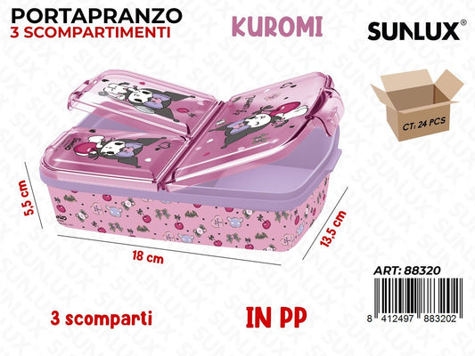 Portapranzo 3 Scomp. Kuromi 18*13.5*5.5CM