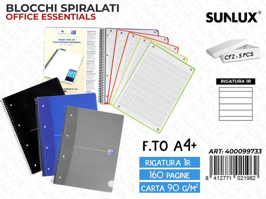 Blocchi Spir. A4 Office Essenctials Rig. 1R 160PAG.