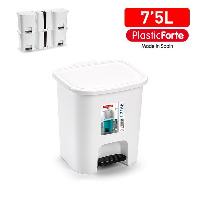 Pattumiera a pedale CUBE 7,5 L BIANCO