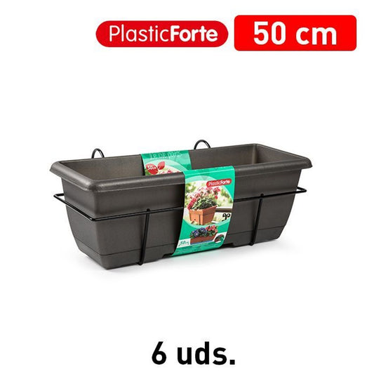 Fioriera per balcone con supporto 50 cm ANTRACITE