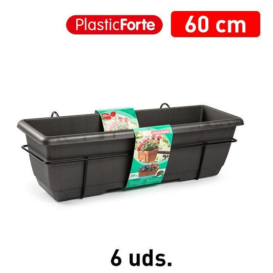 Fioriera per balcone con supporto 60 cm ANTRACITE