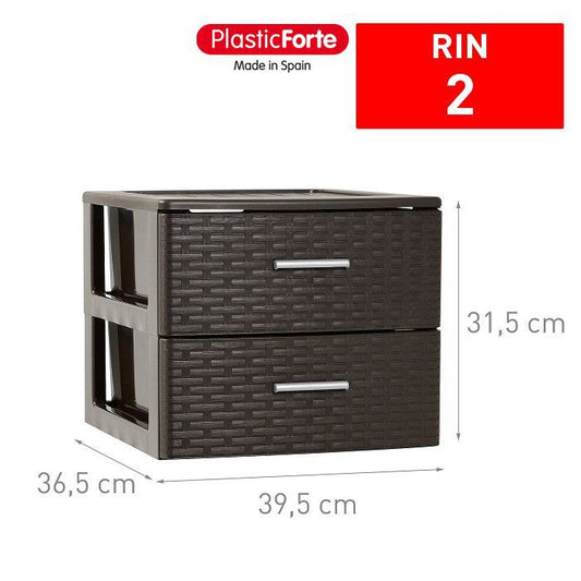 Cassettiera 2 cassetti Rin Rattan WENGUE