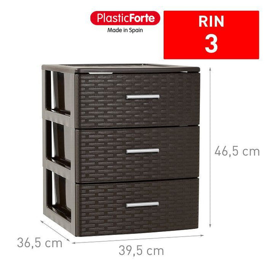 Cassettiera 3 cassetti Rin Rattan WENGUE