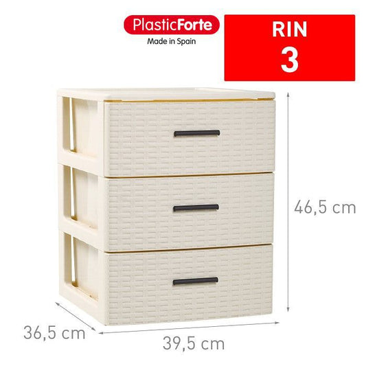 Cassettiera 3 cassetti Rin Rattan Avorio
