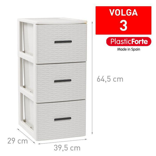 Cassettiera 3 cassetti Volga Rattan BLANCO ROTO