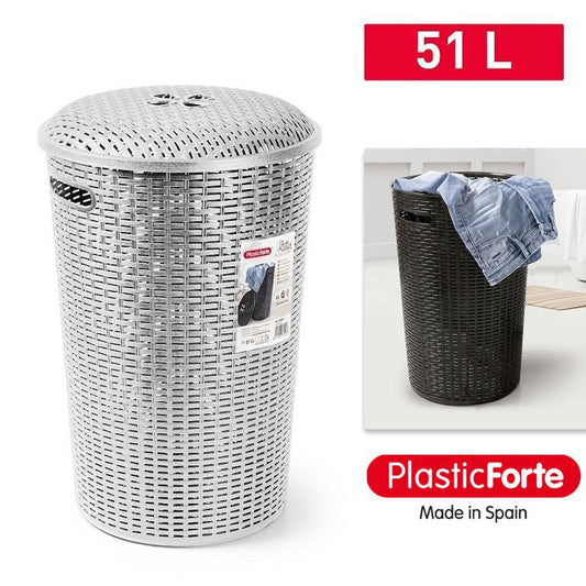 Portabiancheria Tonda Rattan ARGENTO