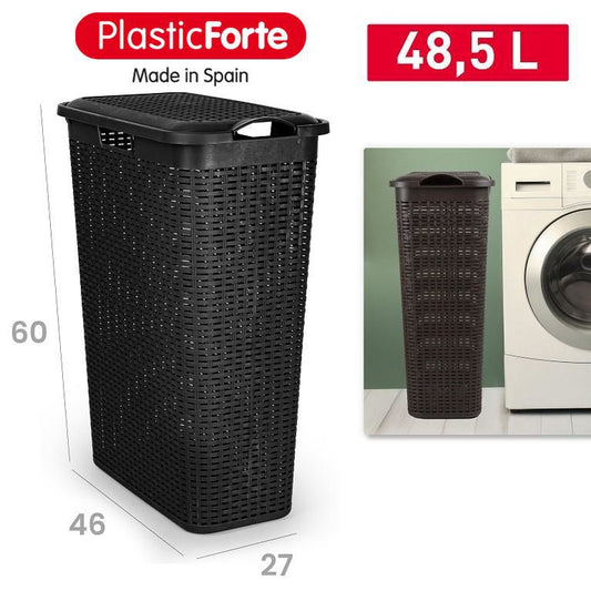 Portabiancheria Rattan Slim 48,5 L NERO