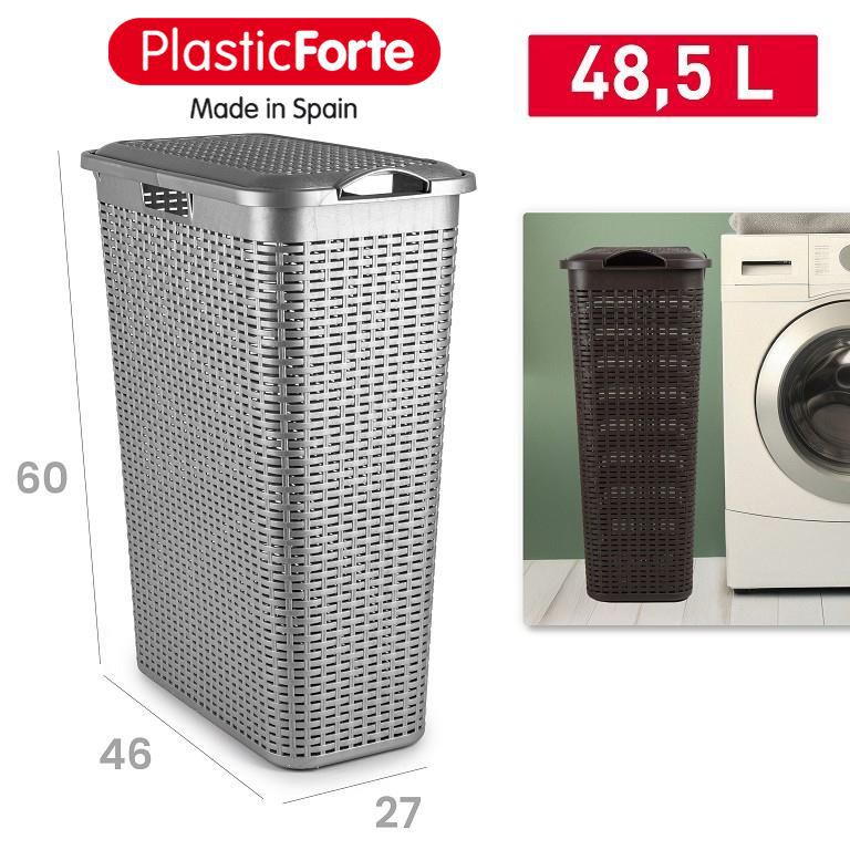 Portabiancheria Rattan Slim 48,5 L ARGENTO