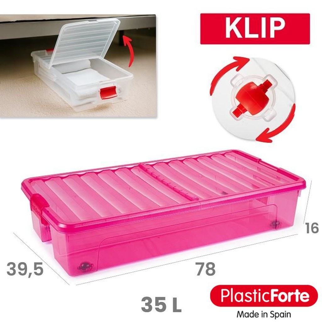 Scatola sotto-letto Klip coperchio rimovibile 35 L VIOLA TRASL