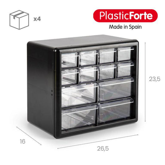 Cassettiera multiuso 4+8 cassetti NERO