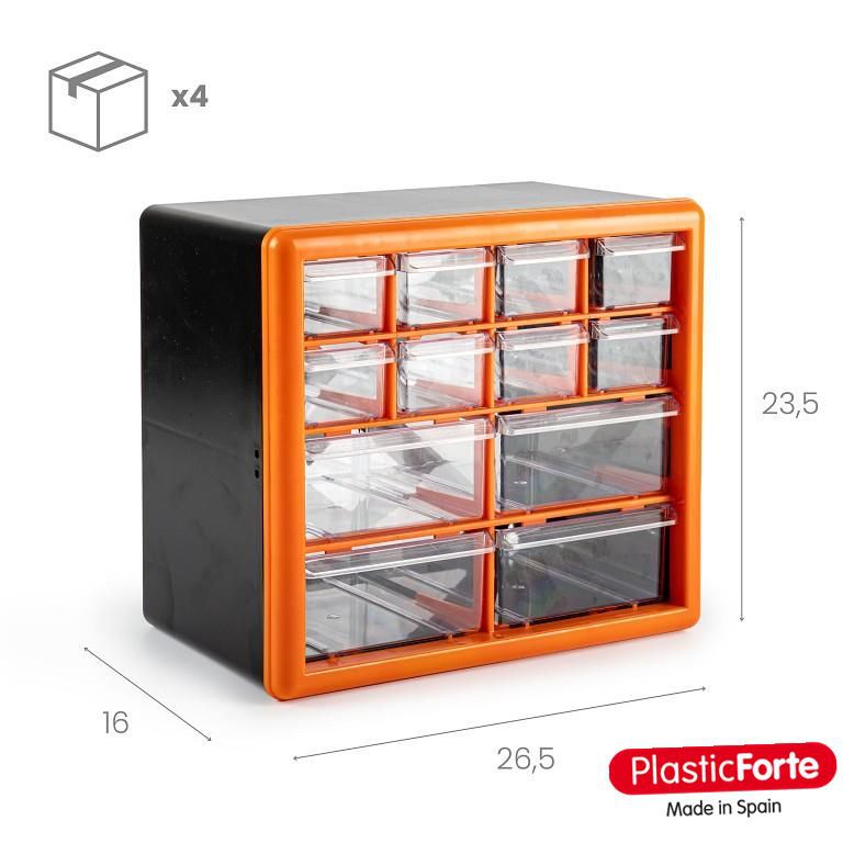 Cassettiera multiuso 4+8 cassetti ARANCIO