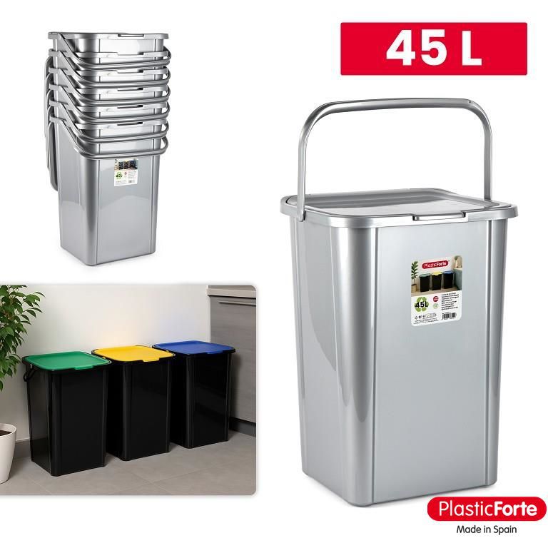 Secchio di riciclaggio 45 L ARGENTO